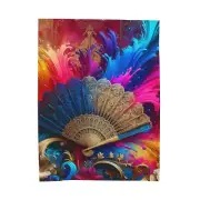 Velveteen Plush Blanket Vibrant Victorian Pop Art Fan Retro Home Decor Fun
