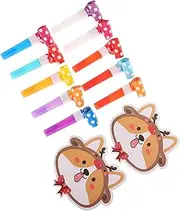 SOPOTUTU 10 Sets Cartoon Birthday Blowouts Noisemakers Fun Party Whistles for Adults for Birthday Parties Family Gatherings Festivals Corgi