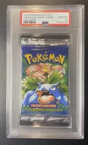 1999 WOTC Shadowless Pokémon Base Set Unlimited Booster Pack PSA 10 Venusaur