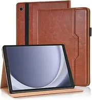 [Noaivoky] Samsung Galaxy Tab A9+ / A9 Plus 11 Inch 2023 (SM-X210, SM-X215, SM-X216, SM-X218) Premium PU Leather Tablet Cover with Hand Strap, Auto Wake/Sleep Case (Brown)