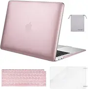 MOSISO Compatible with MacBook Air 13 inch Case 2022, 2021-2018 Release A2337 M1 A2179 A1932, Plastic Hard Shell&Keyboard Cover&Screen Film&Storage Bag for MacBook Air 13.3 inch Case, Rose Gold