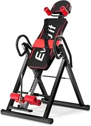 Everfit Inversion Table, Folding Gravity Tables Back Stretcher Exercise Bench Upside Down Machine Inverter for Backs Pain Fitness Gym Equipment Home Workout, 120kg Weight Capacity Black