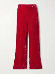 [ALIX OF BOHEMIA] ALIX OF BOHEMIA - Charlie Crushed-velvet Flared Pants - medium medium Red