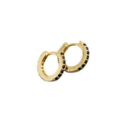ANYCO Earrings Gold Plated Black Minimalist 7mm Color Zircon Ear Buckle For Women Girl Teen Chic Fashion Stylish Accessories Jewelry Gifts