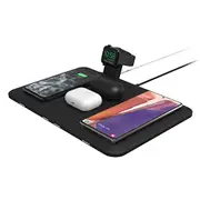 mophie 4-in-1 Wireless Charging Mat for Apple iPhone, AirPods & Watch, Samsung Galaxy, Google Pixel, and All Devices, Additional USB-A Port, Intuitive Design, Includes Apple Watch Adapter