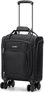 [Lekeinchi] Underseat Carry On Luggage with Wheels, Airline Approved 14 Inch Travel Suitcase with USB Port, Softside Rolling Carry-On Bag with 4 Spinners for Men, Women, Bussiness Trip, Black, Bussiness