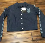 Vintage PLAYBOY Bunny denim 7 blue jean patch top long sleeve jacket women Y2k