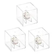 3pcs Acrylic Championship Ring Display Case with Base(Wooden/Clear,2 Slots)