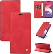 [Ttianfa] Compatible for Google Pixel 6A 5G Wallet Case with Card Holder, PU Folio Leather Magnetic Phone Case Shockproof Kickstand Cover for Women Men-Red