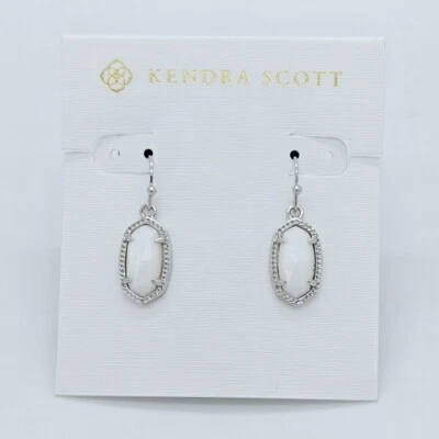 New Kendra Scott Lee Silver Drop Earrings In White Shell