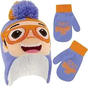 Toddler Winter Hat and Mitten, Kids Beanie with Sherpa Lining Set, for Ages 2-4, Blippi, Age 2-4
