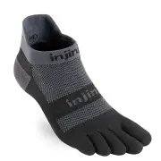 Injinji RUN 2.0 Midweight No-Show Unisex Toe Socks - Black/Grey - Medium