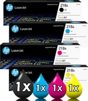 Genuine 4 Pack HP 218A Toner Cartridge Value Pack – Black, Cyan, Magenta, Yellow (1BK, 1C, 1M, 1Y) for High-Quality Printing