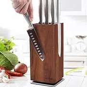 Magnetic Knife Block Without Knives, 360° rotatable Magnet Knife Holder Stand Made of fine Acacia Wood, Extra Large Capacity Knife Storage for Knives and Utensils for Kitchen Counter top
