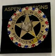 President George W Bush 2004 Gold Tone Campaign Star Bling Lapel Pin [BB]