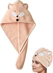 Exquisite Cute Fox Dry Hair Cap - Cute Fox Dry Hair Cap is A Super Absorbent Microfiber Soft Headband With Button, Which Can Quickly Dry Wet Hair And is Suitable for All Hair Types And Styles.