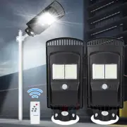 2PCS 95000000LM Dusk-to-Dawn Commercial LED Solar Street Light IP67 Road Lamp