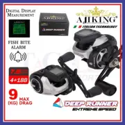 Ajiking Left Hand Baitcasting Reel Digital Display Line Counter Fish Bite Alarm