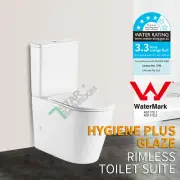 Bathroom Ceramic Back to Wall Rimless Toilet Suite P S TRAP Soft Close Seat WELS