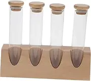 MOLUCKFU 1 Set Glass Coffee Bean Storage Tube Sealed Airtight Canisters with Wooden Stand Versatile for Spices and Items Compact Design for Minimal Space Maintain Freshness with Threaded