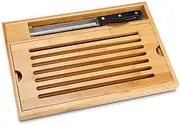 Gift Item Bread Cutter Set // Crumbs - 2 Piece Set of Bread Knife and Bamboo Board with Convenient Removable Crumb Compartment Dimensions: Approx. 38 x 25 x 3.5 cm
