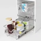 2 Pcs Pull-Out Wire Basket Kitchen Cabinet Storage Rack Metal Drawer Organizer