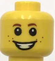 Lego New Yellow Minifigure Head Child w/ Reddish Brown Eyebrows and Freckles