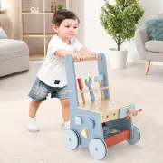 Costway2 in 1 Toddler Wooden Baby Push Walker and Tool Toys with Bottom Storage