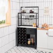 CostwayFreestanding Kitchen Cabinet with Wine Rack for Dining Room