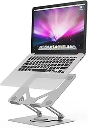 GRIFEMA GB1050 Portable Ventilated Folding Table with Rotating Base Portable Height Adjustable Compatible with Most 11-17.3 Inch Laptops (Silver)