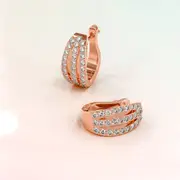 Three-Row Latch-Back Rose Gold Earrings Embellished with SWAROVSKI® Crystals