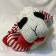 Multipet Sock-Face Lamb Chop Dog Toy w/Candy Cane Holiday Plush Soft Cute