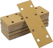 X AUTOHAUX 50Pcs Sanding Discs Wet Dry Waterproof Hook&Loop Sandpaper for Automotive Refinishing 2.76Inch x 7.8Inch 80 Grit 8 Hole Yellow Aluminum Oxide