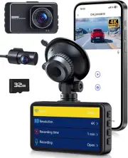 Dash Cam, Dash Cam Front and Rear,4K+2.5K Ultra HD Dash Camera,175°+160° Wide An