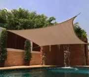 Ifenceview Brown Rectangle 10'x15' UV Sun Shade Sail Pool Canopy Awning Outdoor
