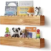 Green Goods Supply Scalloped Shelves - Set of 2 Pre-Assembled 24inch Floating Nursery Book Shelves, Scalloped Book Shelf - Kids Wall Bookshelf, Nursery Decor, Floating Shelves for Wall