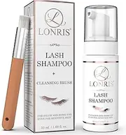 LONRIS Eyelash Extension Shampoo - Eyelid Foaming Wash - Cleanser False Eyelashes - Vegan - No Parabens or Sulfates - Mascara Makeup Remover - Personal and Salon Use - 50 ml