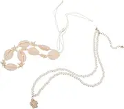 Parliky Double Layer Turtle Shell Necklace for Women Handmade Beach Jewelry Boho Vacation Accessory Unique Bead Design Summer Essential Choker with Pearls