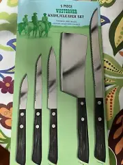 Vintage 5 Piece Westerner Knife/cleaver Set Stainless Steel Rosewood Handles New
