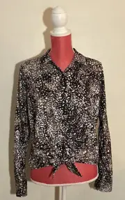 Nine West The Silky Button/Tie Front Blouse Size Medium Multicolor