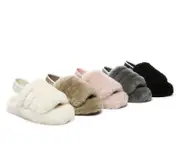 AUSTRALIAN SHEPHERD® UGG Kids Slingback Fluffy Slides Puffy - Brown / AU Kids 6-7 / EU 23-25