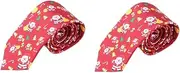 [Abaodam] 2pcs Unique Christmas Tie Polyester Party Printed Necktie Christmas Appearance Men