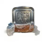 New Vtg Carson States Metal Handcrafted Wine Motif Cheeseboard & Crackers Tray