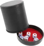 ERINGOGO 1set Noise-canceling Dice Pu Leather Dice Cup with Dices Base Stylish Soundproof Design for Party Games Comfortable Grip for Fun Gatherings