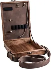 [Generic] Writers Messenger Wood Box | A5 Artist Tool & Brush Storage Case | Multipurpose Walnut Wooden Shoulder Bag Art Set | Creative Organizer Box for Painters, Sketching, Drawing