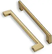khtumeware 6 Inch Hole Center 6 Pack,Brushed Brass Cabinet Pulls Heavy Duty Solid Brushed Gold Kitchen Drawer Handle Antique Cabinet Hardware for Bathroom, Drawer, Cabinet