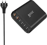 Desktop Charger USB C | 200W Laptop Wall Charger Fast Charging Station Hub - Multifunctional 6-Port Charging Hub Brick for Smartwatch