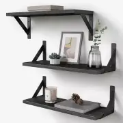 Unbranded Floating Decorative Wall Shelf 17" W x 6" D Rectangle Black (Set of 3)