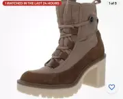DOLCE VITA Womens Brown Pull Tab Celida Toe Block Heel Leather Hiking Boots 7.5