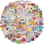 Candy Stickers,100 PCS Happy Birthday Graffiti Vinyl Waterproof Decals for Water Bottles Computer Bicycle Skateboard Luggage Phone Pad Laptop Kids Teens Stickers Pack